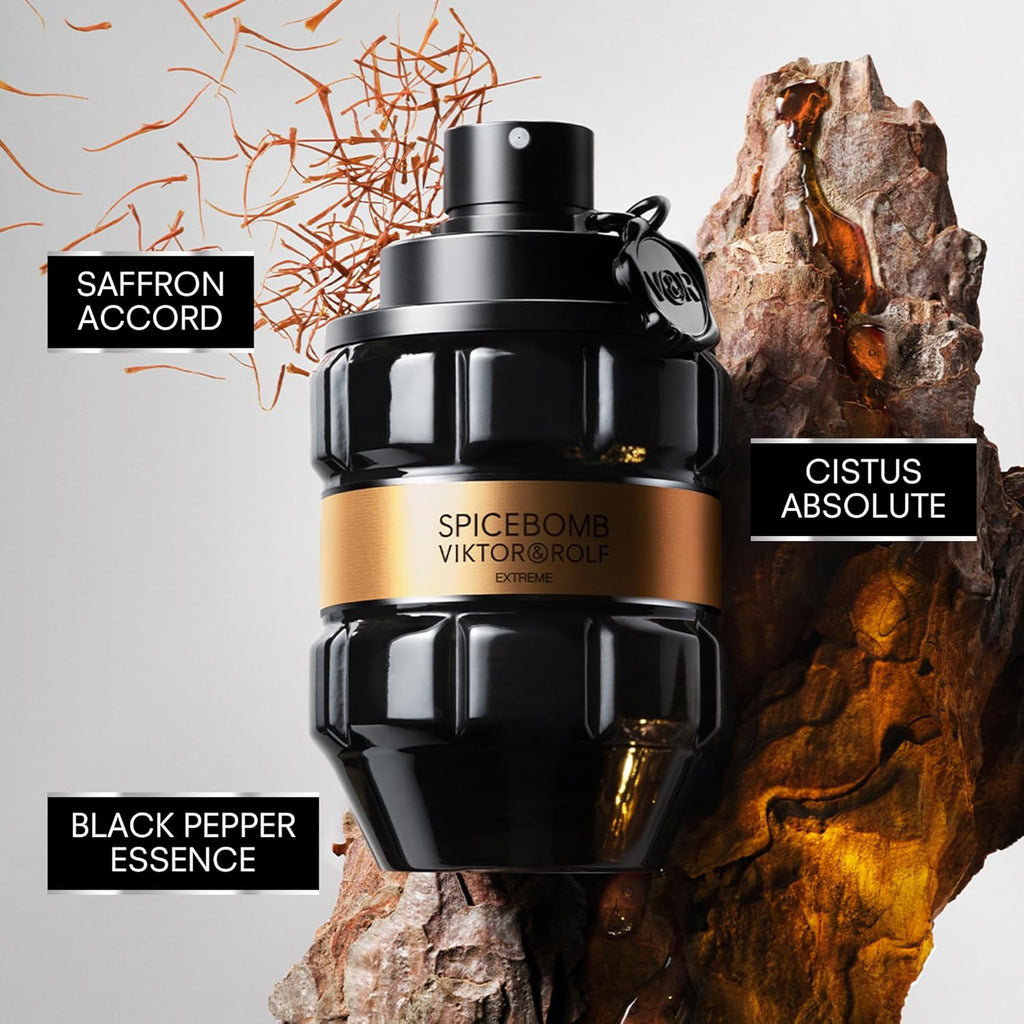 Spicebomb Eau de Toilette Extreme - Men's Cologne Set - Woody and Spicy - With notes of citrus and tobacco